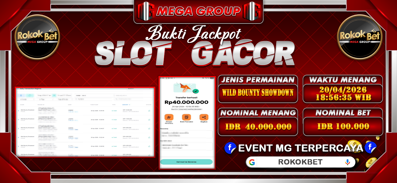 Bukti JP situs Rokokbet hari Senin, 20 April 2026