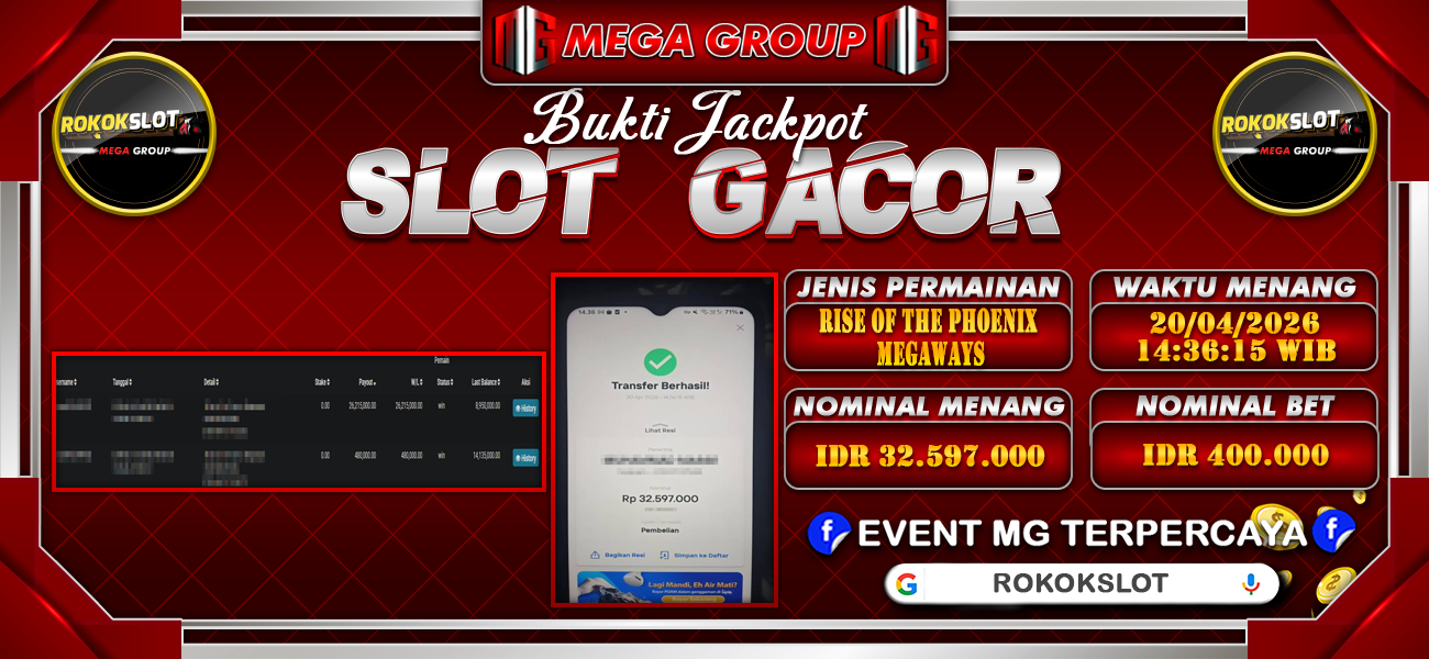 Bukti JP situs Rokokslot hari Senin, 20 April 2026