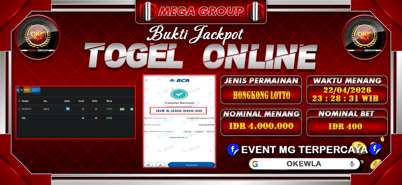 Bukti JP situs Okewla hari Kamis, 23 April 2026